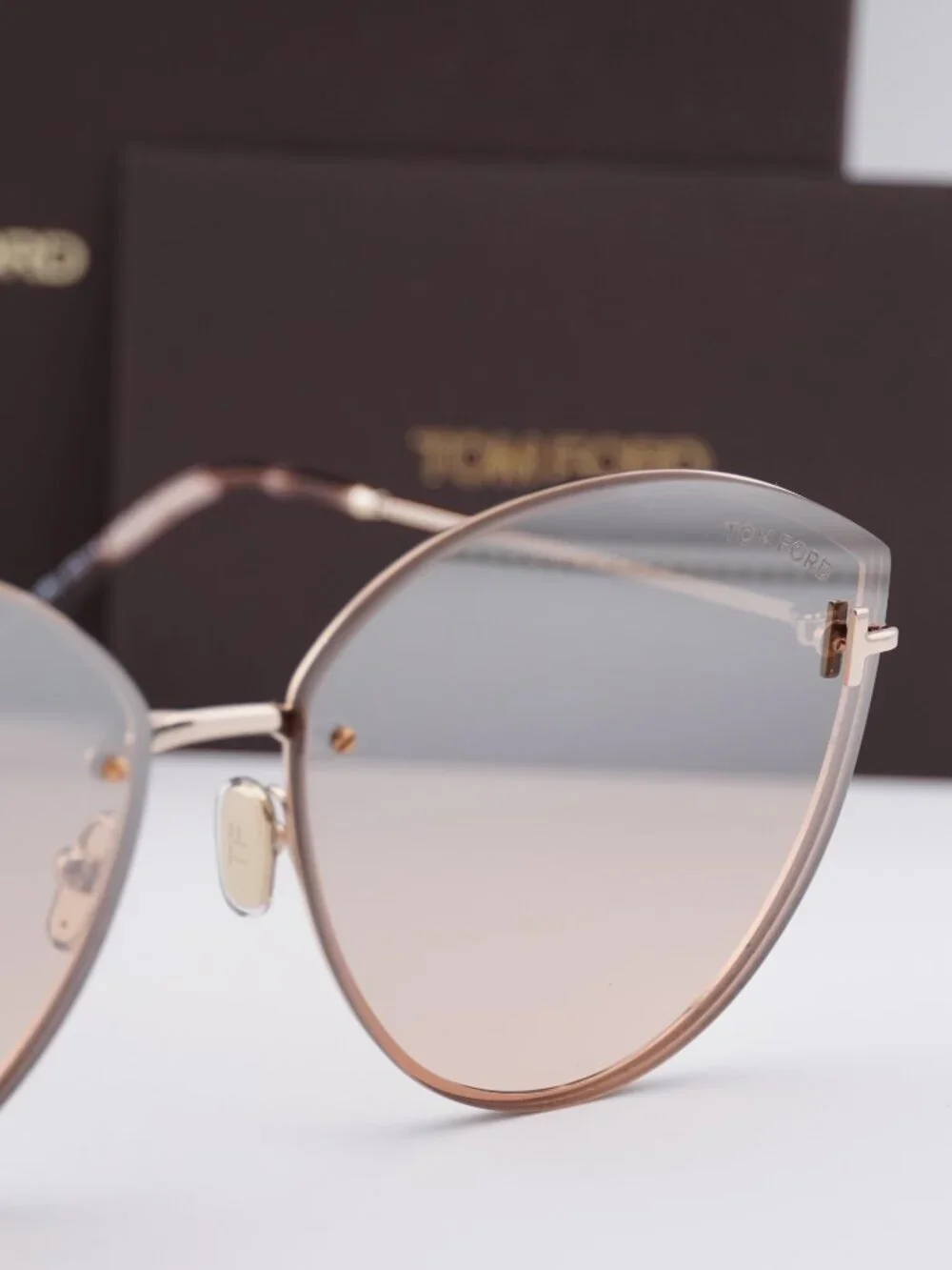 Tom Ford Evangeline FT1106 28U Cat Eye Sunglasses - Shiny Rose Gold / Bordeaux